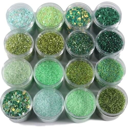 1.5/2/3/4mm 10g Green Series Beaded Sequins Handmade Diy French Embroidery Wedding Clothing Accessories Crafting Beads Materials