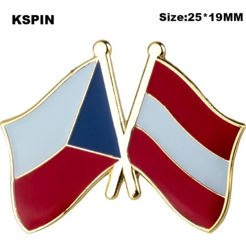 Czech Rep. & Austria Friendship Flag Badge Flag Brooch National Flag Lapel Pin International Travel Pins