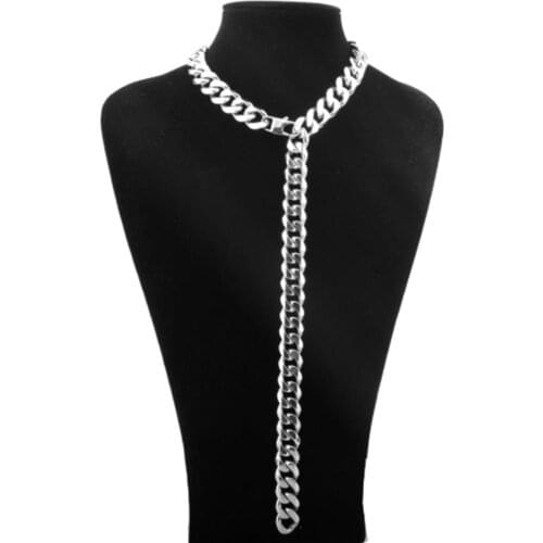 10-19MM Xxxtentacion Adjustable Choker Tail Hip Hop Rapper Silver Color Cuban Link Chain Stainless Steel Necklace For Men Women