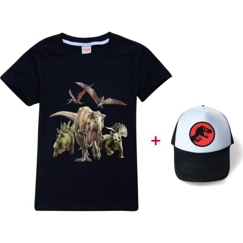 Kids Boys Girls Jurassic Park Anime Summer Clothes For Kids Dinosaur Cosplay T-shirt Pullover 100% Cotton Leisure Fashion Tops