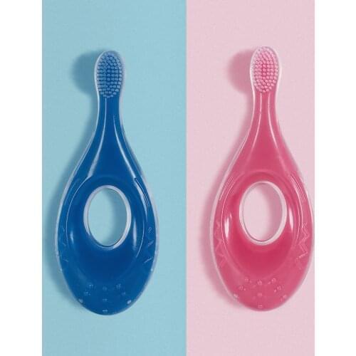 Baby Silicone Toothbrush Tool Infant Gums Massager Molar Rod Multi-Purpose Soft Silicone Teething Stick Brush With Handle Buckle