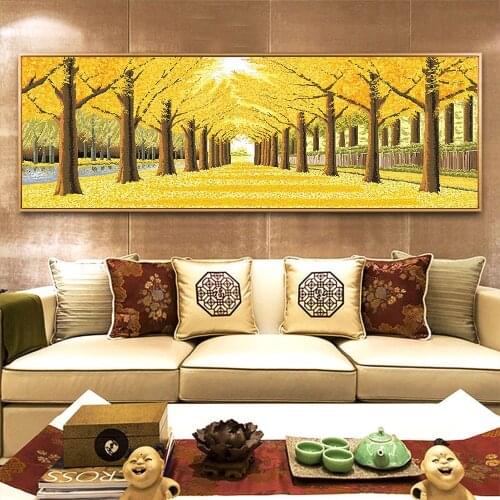 Diy 5d Sale Diamond Embroidery, Diamond Mosaic, Full, Goldern Trees, Diamond Painting, Cross Stitch,3d, Decoration, Gift