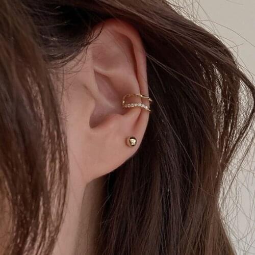 Double-layer Zircon Non Piercing Earrring Clips for Women Fashion Jewelry Small Elegant C Ear Clip Girls Simplest Earring Gift