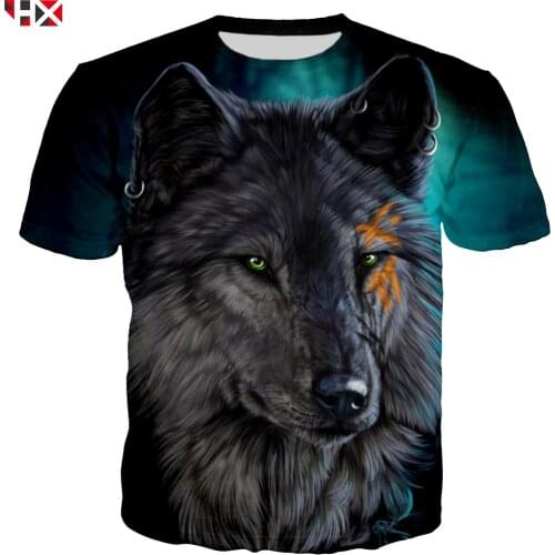 CLOOCL Space Art Wolf T Shirt Men Women 3D Print Fashion Design Animal Wolf T Shirt Summer Casual Harajuku Streetwear Tops
