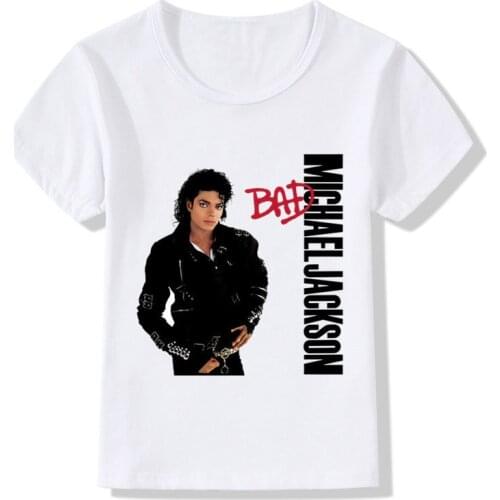 Michael Jackson Bad Design Childrens T-Shirts Boys Girls Rock N Roll Star Tops Tees Kids Kpop Cool Clothes For Toddler,ooo5145