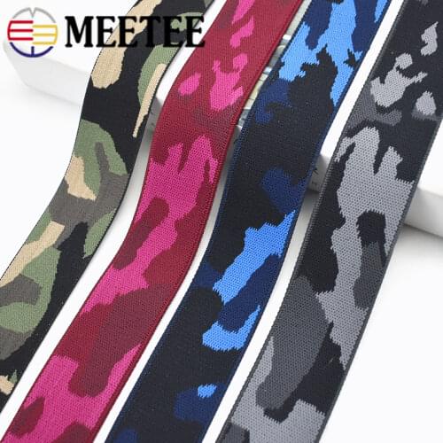 Meetee 3meters 38mm Camouflage Elastic Band Polyester Elasticity Ribbon Clothing Trousers Bag DIY Handmade Sew Accessories AP579