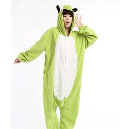 2017 New Red Bird Green Pig Soft Pajamas Animal Cosplay Costume Unisex Adult Onesie Sleepwear Green Piglet