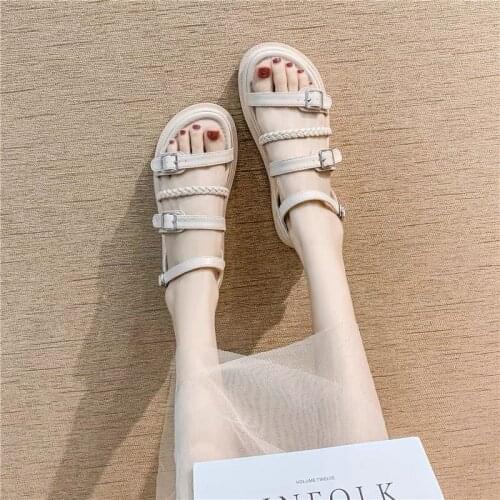 2021 New Fashion Sponge Cake Platform Sandals Female Fairy Style Summer All-match Flat-Bottom Increased Roman Shoes