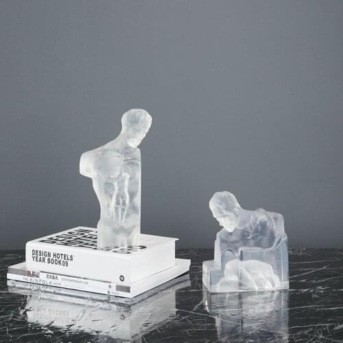 New Chinese Modern Sculpture Character Transparent Resin Decoration Creative Hotel Model Room Sales Office Accessories