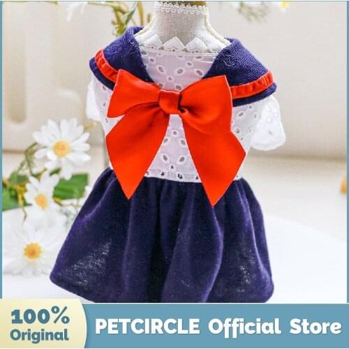 PETCIRCLE Dog Clothes Big Bow Fashion Sailor Dress Fit Small Dog Puppy Pet Cat Spring &Summer Pet Cute Costume Pet Clothes Skirt