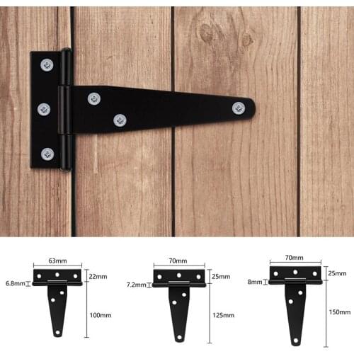 2/3/4/5/6/8/10/12Inches T Shaped Rustproof Iron Light Duty Shed Hinge Gate Strap Hinge Door Gates Hinges for Cabinet Gate Door