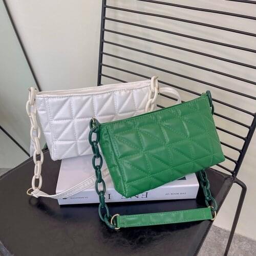 Casual Thick Chain Bags For Women Designer Armpit Brand Shoulder Underarm Totes Bag Handbag Green Pink Purse 2021 Fashion