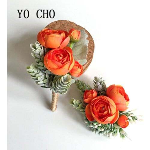 Rose Bud Wrist Corsage Hand Flower Man Boutonniere Artificial Tea Rose Silk Wrist Bracelet Bridesmaid Brooch for Wedding Prom