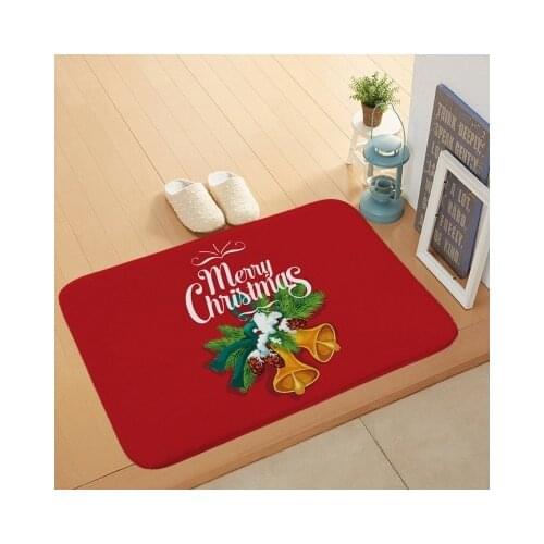 Christmas festive coral velvet mats Family bar decoration Christmas entry mats non-slip door mats