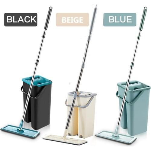 Hands Free Mop with Bucket 360 Rotating Flat Mop Home Kitchen Floor Mop Lazy Mops Household Cleaning Tool