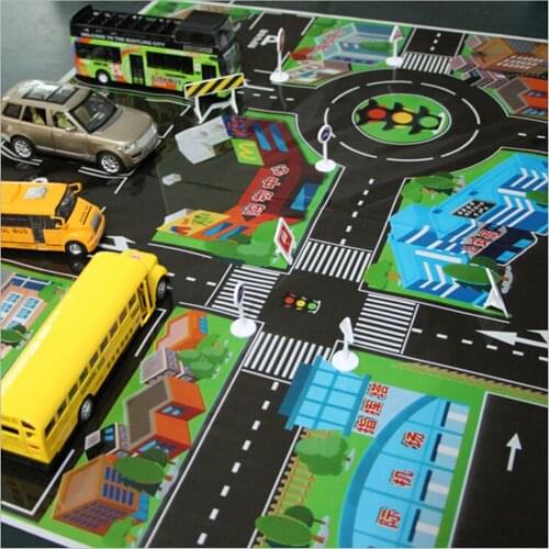 Thick Town City Traffic Baby Crawling mat PVC Climbing Pad Green Road Childrens Play Mat 70 * 70CM