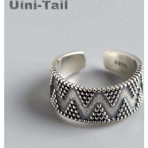Uini-Tail new design hot-selling 925 sterling silver simple creative dot geometric open ring personality trend high quality ring