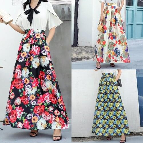 New Spring Autumn Flora Long Skirt Women Fashion Retro Max Long Skirts Womens Printed Tulle Skirt Femme