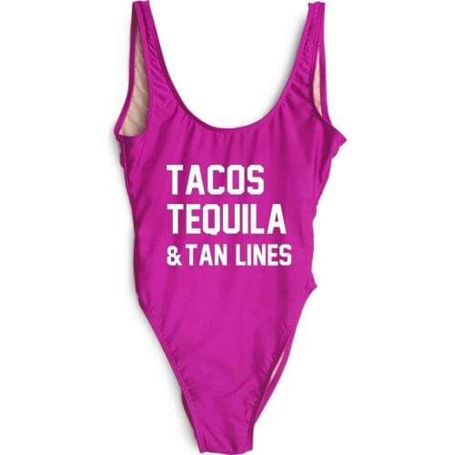Beachwear Jumpsuits Rompers TACOS TEQUILA & TAN LINES Bodysuit Women Sexy Swimwear One Piece bathing suit playsuit monokini