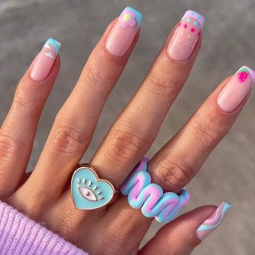 New INS Blue Heart Evil Eye Ring For Women Y2K Jewelry Pink Harajuku Vintage Ring Charm Egir Style 2000s Fashion Gifts New