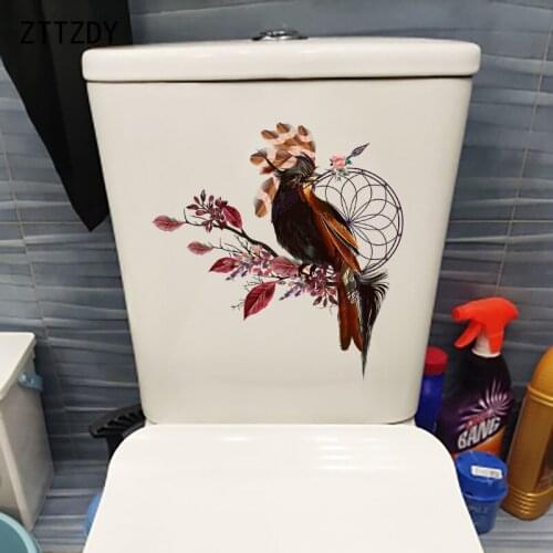 ZTTZDY 23.5×24.3CM Classic Creative Feather Wreath Toilet WC Decoration Bedroom Wall Stickers T2-1116