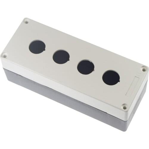 1)HJ0-4W Pushbutton 4 Switch Control Station Protector Box Black &White 4Holes