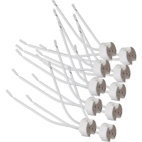 10Pcs MR16 G4 Base Ceramic Socket Lamp Holder L-ED Connector CFL Halogen Wired Bulb Adapter Drop shipping