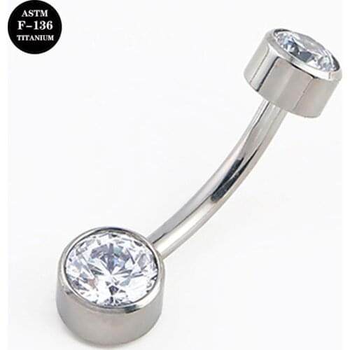 14G Implant Grade Titanium ASTM F136 Internal Thread Navel Belly Ring Ombligo Oreja Piercing Jewelry with Opal Cubic Zircon