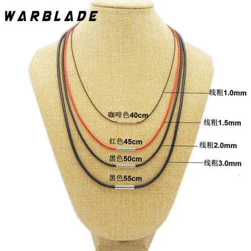 3pcs/lots 1mm-3mm Necklace Cord Black Leather Cord Wax Rope Chain With Stainless Steel Rotary Buckle For DIY Necklace Jewelry