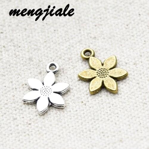 30pcs Wholesale Two Color Flower Charms Alloy Metal Fashion Pendants For DIY Handmade Jewelry Accessories Making 17*12mm