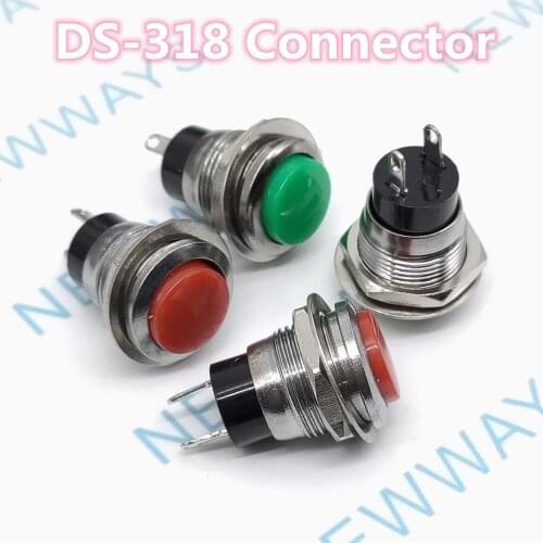5Pcs/Lot Green Ds-318 Lock-Free Self-Reset Normally Open Push-Button Switch Open Hole 12Mm