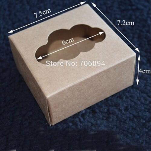 7.5*7.2*4CM,100pcs/lot,Jewerly kraft paper box with window Brown kraft handmade candy gift boxes,custom box logo kraft paper box