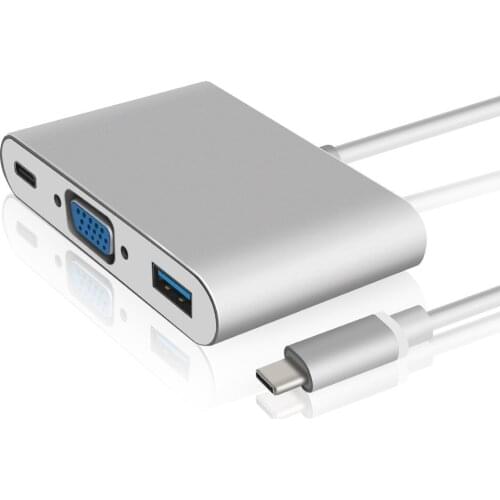 3 in 1 typec male to VGA/USB3.0/type c female adapter support 1080p HD for macbook Matebook projector minitor tv mouse