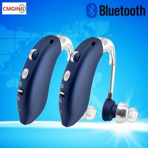 Bluetooth Rechargeable Hearing Aid Digital BTE Hearing Aids Adjustable Tone Sound Amplifier Portable Elderly Mini Hearing Aid