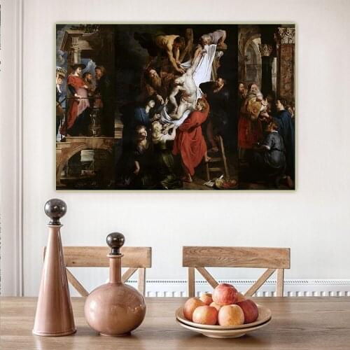 Citon Peter Paul Rubens《Descent from the cross》Canvas Oil Painting Artwork Poster Decorative Picture Wall Decor Home Decoration