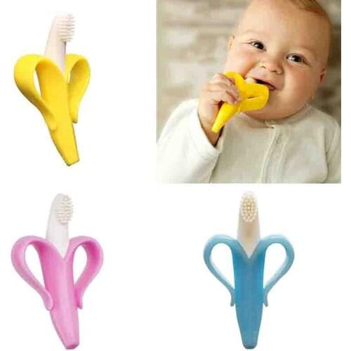 Safe Banana Shape Baby Teether Toys Silicone Toothbrush Teething Kids Tooth Brush Dental Care Gifts Chew Toys for Children