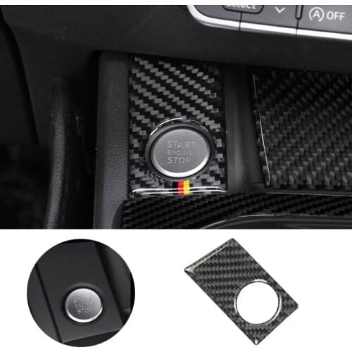 For Audi A4L A4 B9 2017 2018 Carbon Fiber Car-Styling Interior Engine Start Stop Ring Panel Cover Sticker