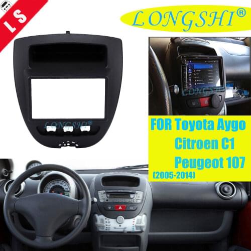 Double Din Car DVD Facia for Toyota Aygo Citroen C1 Peugeot 107 2005-2014 Fascia Dash Kit Radio Panel Stereo Cover Plate Trim 2d