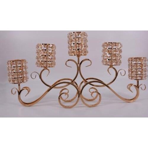 Elegant Top Rated 5 Head Metal Crystal Candle Holder Wedding Candelabras