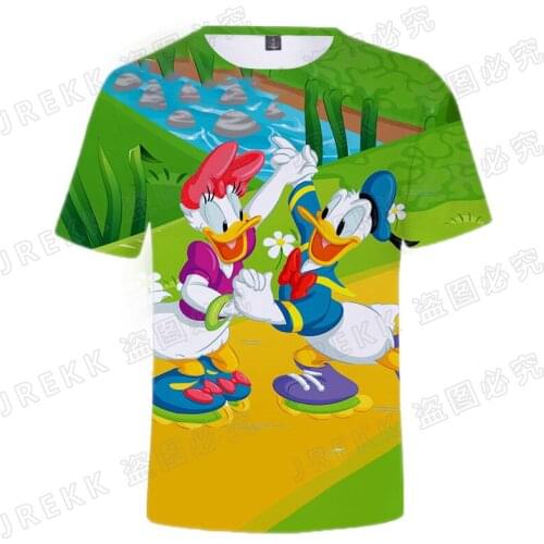 Disney Cartton Donald Duck Anime T Shirt For Boy Girl Kids T Shirt Summer 3D Printed Men Clothing Short Sleeve Women Tops