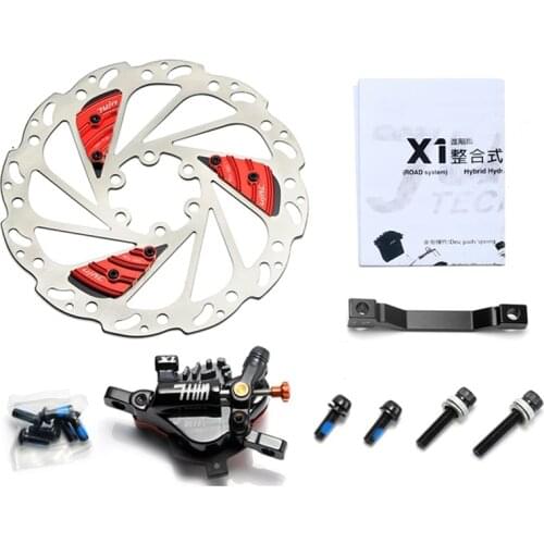 Juin Tech X1 Hydraulic Cable Pull Bicycle Disc Brake Caliper 160mm Cooling Fins MTB Road Bike Disc Brake Cycling Bicycle Parts