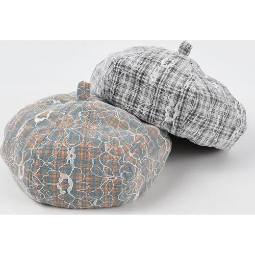 Early Autumn Lace Beret Korean Fashion Small Fragrance Pumpkin Hat Sweet and Cute Painter Hat Womens Hat