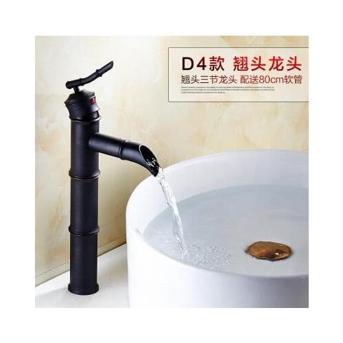 Bath faucet copper antique faucet Retro Bamboo Basin mixer decoration Arts Counter Basin Hot and cold Mixer water Taps torneira
