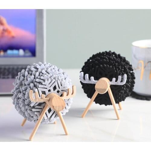 Wooden Felt Coaster Set Insulation Coaster Mugs Cups Mats Creative Craft Gifts Home Table Decor for Kitchen Bar Counter Office