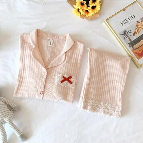 New product plus size maternity pajamas spring and autumn suit long sleeve simple wind cardigan confinement suit