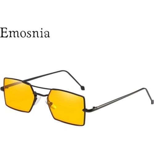 Emosnia Small Rectangle Luxury Sunglasses Women Vintage Metal Frame Clear Ocean Lens Eyewear Fashion Men Cat Eye Oculos De Sol