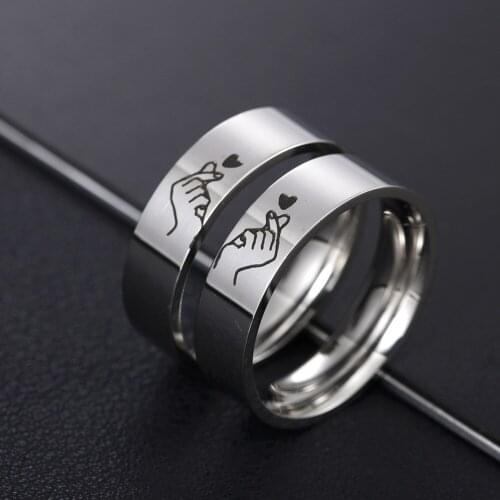 2pc paired Fashion Romantic Heart Stainless Steel Couple lovers Finger Rings for women men Rings engagement Jewelry charm Gift