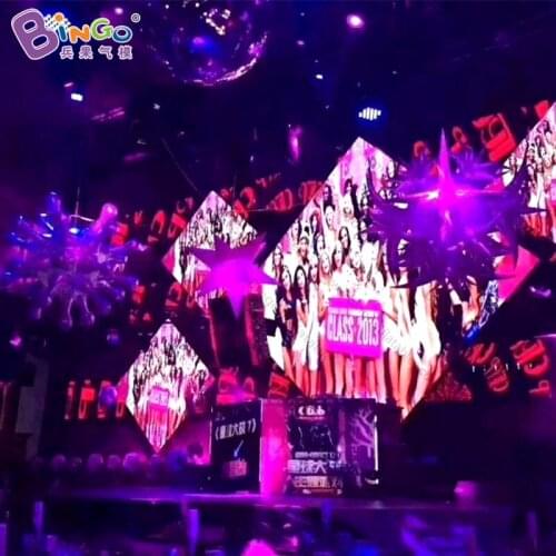 Customized 2 meters inflatable star with thorn hanging decoration blow up star for bar and party light-up toy