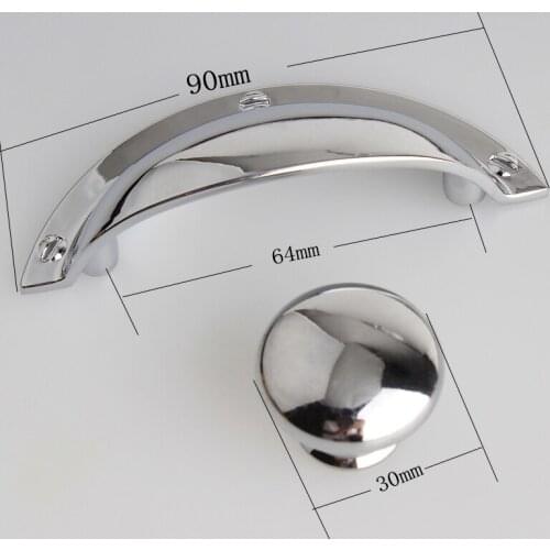 64mm modern simple shiny silver cup shell drawer cabinet pulls knobs 2.5" bright chrome dresser cupboard handle knob