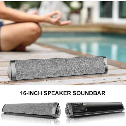 16 Inch Speaker Soundbar 2.0 Channel Wired & Wireless with Built-in Subwoofers and Batteries for Computer TV Phone Portable